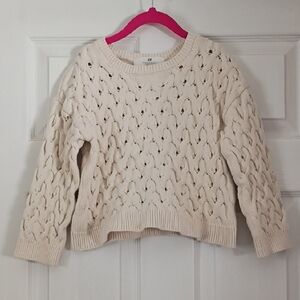 H&M Kids Girls Textured Knit Cream Sweater Size 5T
